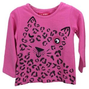 Toddler Girls 2T Top Tiger Kitten Cat Pink Long Sleeve Graphic T-Shirt CR Kids